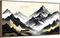 amatop Framed Extra Large Wall Art for Office Abstract Mountain Motivational Canvas Print Black and White Landscape Picture Zen Nature Giant Artwork for Contemporary Living Room Bedroom Decor 58x29 Inch