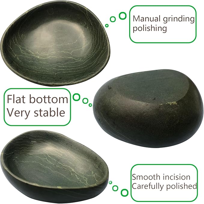 Handmade Decorative Bowl - Natural River Stone Pebble Artisan Crafted Serving Dish | 4-6 Inch Unique Decorative Tray for Home Centerpiece, Jewelry Holder (green)