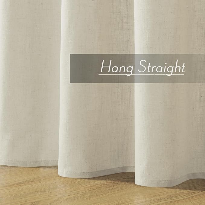 Joydeco Linen Curtains, 90 Inch Length, 2 Panels Set for Living Room, Light Filtering