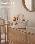 Blissful Diary Baby Diaper Caddy Organizer, Cotton Rope Diaper Caddy Basket, Oval Storage Basket, Gift for Baby Shower, Newborn Essentials, Beige