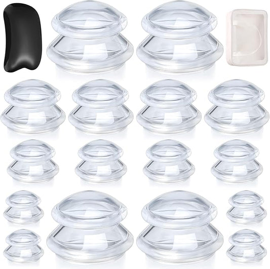 16 Pcs Silicone Cupping Therapy Sets 4 Sizes Professional Massage Cupping Cups Chinese Massage Therapy for Studio Household Joint Muscle Nerve Pain Body Sculpt Cup for Cellulite Reduction