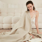 EMME Cotton Blanket Queen Size for Bed Soft Muslin Bed Blankets 90"x90" Lightweight Breathable Bedspread Coverlet All Season Gauze, Light Tan