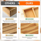 Lifewit Utensil Drawer Organizer, Expendable Cooking Silverware Tray for Kitchen Drawer, Bamboo Adjustable Cutlery Flatware Holder, Spatula Tools and Gadgets Storage Divider, 3 Compartments, Natural