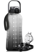AQUAFIT 64 oz Water Bottle with Time Marker - 2in1 Straw & Chug Lid - BPA Free Big Water Bottle with Straw - Gym Water Bottle with Strap - Water Jug (64 Ounces, Midnight Gray)
