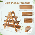 MAJURI 3 Tier Wooden Serving Tray, Set of 2 Tongs Free, Tiered Serving Trays & Platters for Party, Wedding, Picnic, Your Perfect Elevated Charcuterie Stand and for 3 Tiered Dessert Stand Lovers