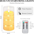 Aignis Flickering Flameless Candles Battery Operated Candles LED Candles with Remote Timer for Home/Wedding/Birthday/Holiday Decor ，Ivory White 3D Flame Set of 2 (D3 xH6 6")