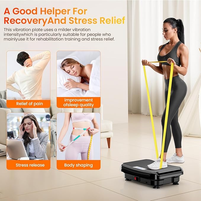Vibration Plate Exercise Machine: TISSCARE Vibrating Plates for Lymphatic Drainage and Weight Loss, 300Lbs Capacity Full Body Power Shake Workout Platform for Home Cardio Fitness