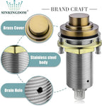 SinkTop Air Switch Kit (Long Full Brass Button) for Disposal, Dual Outlet, (Champagne Bronze)