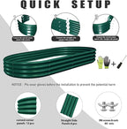 2 Pack 8x4x1FT Galvanized Raised Garden Bed Kit Oval Metal Ground Planter Box Outdoor Bottomless Planter Raised Beds for Vegetables Flowers Herbs Fruits, Green