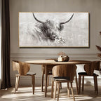 Farmhouse Wall Decor Framed Cow Artwork Grey Vintage Wall Art Canvas Flower Print Rustic Animal Pictures Style for Bedroom Dining Room 24x48 Inch