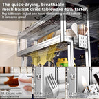 Kitchen Sink Rack Sink Above The Dish Drain Dish Washing Rack Stainless Steel Multifunctional Dish Storage Rack,Over The Sink Drying Rack for Dishes(1,95cm/37.4in)