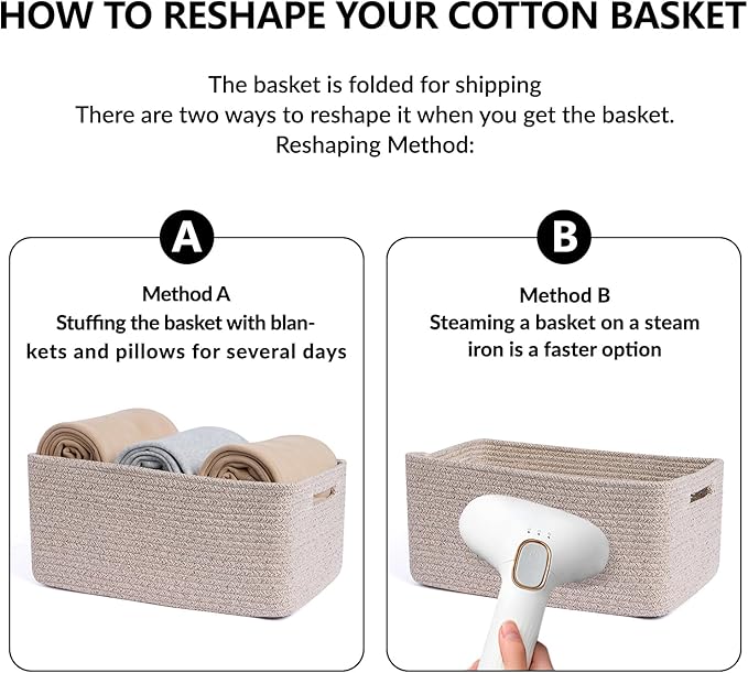 Large Storage Baskets for Shelves, Closet Organizers Bins for Clothes Blanket Towels, Baby Nursery, Toy Baskets Box, Woven Rope Baskets, 17 x 13 x 7.5”, 3 Packs Mixed Brown