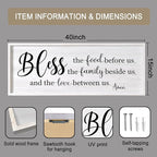 Bless the Food Before Us, the Family Beside Us, and the Love between us Framed Wall Art for Dining Room, 40''×15'' Holy Positive Religious Rustic Bible Verse for Christian God Jesus Christ Prayer