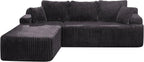Hobestluk Modular Sectional Sofa Couches 108" L-Shape Couch 3 Seat Modular Sofa Memory Foam Sectional Couches for Living Room, Boneless Couch with Oversized Chaise (Grey, Left Facing)
