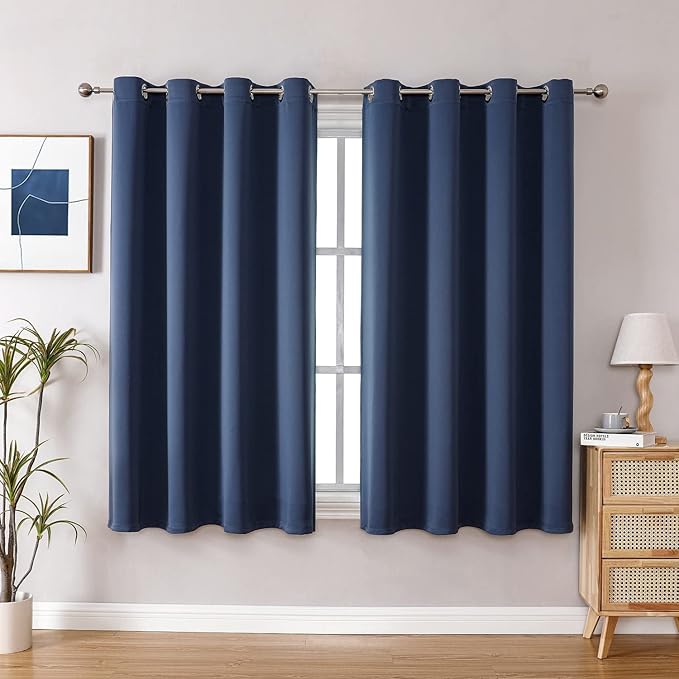 ChrisDowa Grommet Blackout Curtains for Bedroom and Living Room - 2 Panels Set Thermal Insulated Room Darkening Curtains (Stone Blue, 52W x 45L)