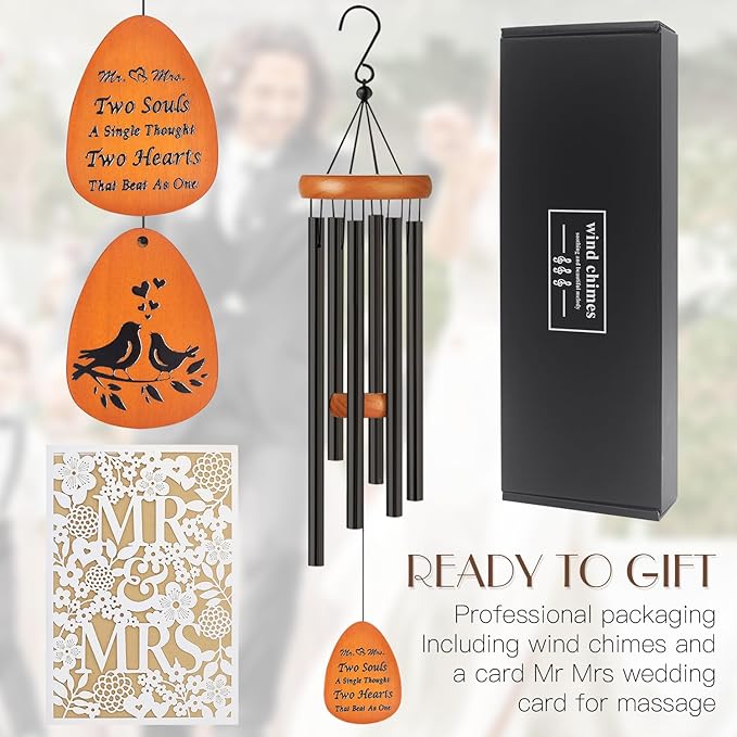 Wedding Gifts for Couple 2025,Married Gifts for Newlywed Mr. and Mrs. Wind Charms,Wedding Wind Chime,Engagement Gift idea for Couple Home