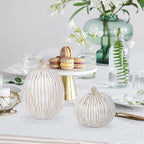 2Pcs Halloween Pumpkin Artificial Resin Pumpkins Decor for Mantel Harvest Autumn Tabletop Decoration Gold Fall Pumpkin Decorations Thanksgiving Table Centerpieces (Set B, ONE Size)