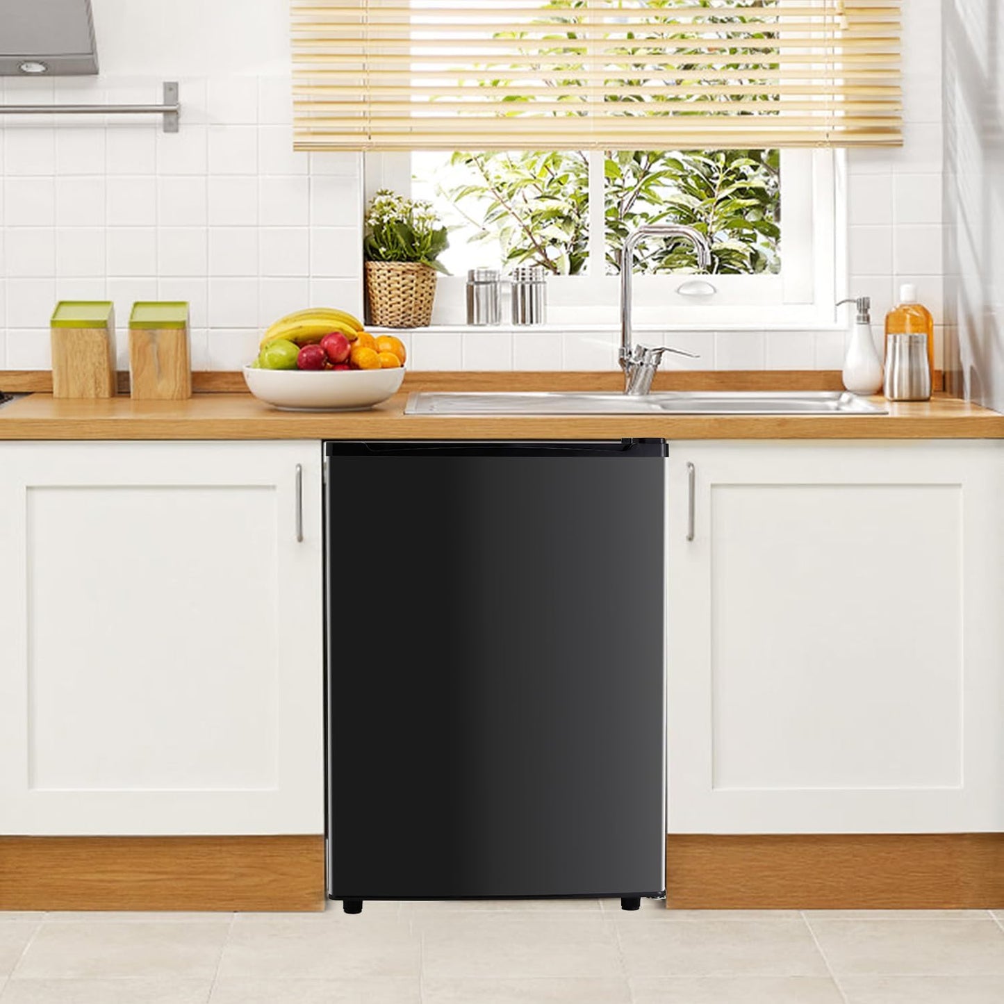 Atilioo Upgraded Mini Fridge with Freezer 3.2 Cu.Ft Compact Dorm Refrigerator Small Cooler for Bedroom Office, Single Door Adjustable Thermostat Low Noise, 17.5" D x 17.7" W x 31.5" H, Black