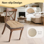 Non Slip Chair Cushions for Dining Chairs Set of 4 Kitchen Chair Cushions 18"x18"x3" Turfted Chair Pads Comfortable and Soft Seat Cushion with Ties, Cappuccino