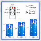 NURADA Flickering Flameless Candles: 3D Wick Built-in Star String Lights Acrylic Unbreakable Battery Operated LED Pillar Candles with Remote and Timer - 3 Pack for Wedding Valentine's Day Decor