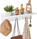 Wood Coat Hook with Wall-Mounted Shelf,23.62in Entryway Wall Hanging Shelf,for Bathroom, Kitchen,Coat Towel Key Organizer White YD-WS0260W