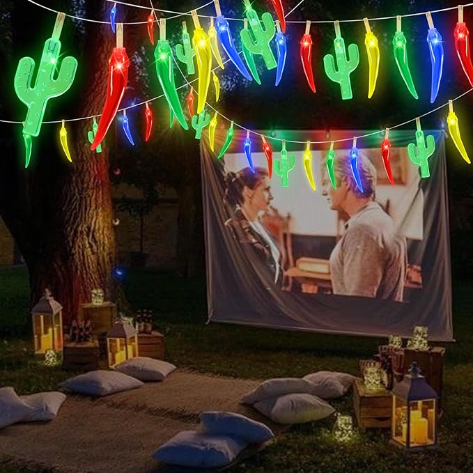 21FT [ 8 Modes & Timer ] Chili Pepper String Lights 40LED Fairy Lights Battery Operated for Indoor Outdoor Garden Pool Birthday Mexican Party Wedding Christmas Summer Tropical Decor