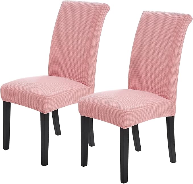 Joccun Chair Covers for Dining Room Set of 2,Dining Chair Slipcovers Stretch Dining Room Chair Covers Seat Protector,Washable Parsons Chair Cover for Home,Banquet(Dusty Pink,2 Pack)