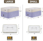 BALEINE 2 Pack Fabric Storage Bins for Shelves, Linen Storage Baskets for Organizing, Decorative Closet Bins for Clothes, Home (Lavender, 15''x11''x9.5'')