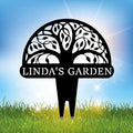 Personalized Tree of Life Metal Garden Sign with Stake, Custom Family Name Sign for Outdoor, Nature Lover Gift