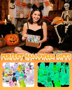 72 Pcs Halloween Mini Resin Animals Figures Kit - Luminous Tiny Resin Figurines Accessories, Glow in The Dark Miniature Ghost Figurines for Halloween Party, Micro Landscape, Tabletop Decor