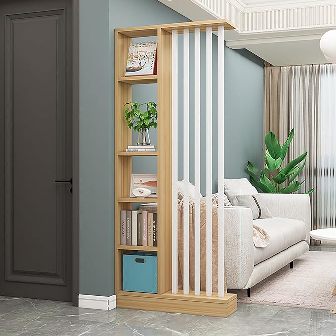 Wall Room Divider,Freestanding Room Divider with Shelves,Wood Room Divider Screen with Storage Cabinet, Wall Divider for Room Separation, for Home Office Decorative C 47.2×9.4×78.7in