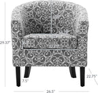 BELLEZE Accent Barrel Chair, Linen Round Chair Club Tub Sofa Corner Chair with Flared Legs and Cozy Soft Padding for Living Room Bedroom Waiting Room - White & Gray