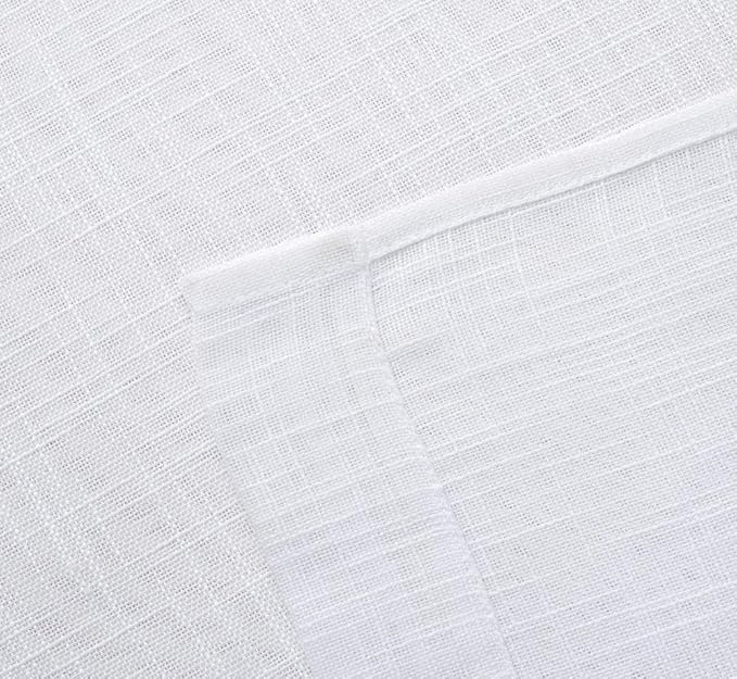 MIUCO White Sheer Curtains Poly Linen Textured Solid Grommet Curtains 95 Inches Long for French Doors 2 Panels (2 x 37 Wide x 95" Long) White