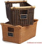The Basket Lady Pole Handle Wicker Storage Basket, Medium, 16 in L x 12 in W x 8.25 in H, Antique Walnut Brown