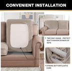 PrinceDeco Stretch Velvet Couch Cushion Cover,Soft Fitted Cushion Slipcover for Arm Chair Sofa Cushion Furniture Protector Seat Cushion Sofa Cover Width Up to 29.5", Oatmeal