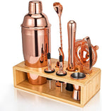 Cocktail Shaker Set, Mixology Bartender Kit 10-Piece Bar Tool Set with Stylish Bamboo Stand, Bar kit: Matini Shaker Mixing Spoon Muddler Jigger Cocksrew for Barware Set | Rose