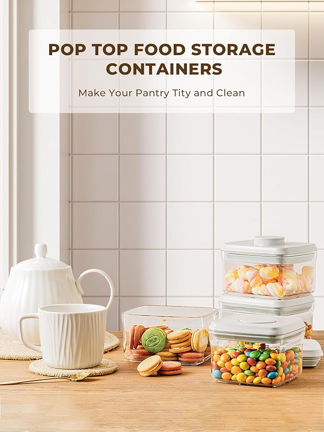 Mini Snack Containers - 0.3 Qt Pop Food Storage Containers, BPA Free Small Food Containers with Lids, Food-Grade Air Tight Containers Candy Jars 320ml
