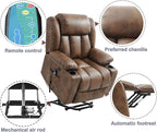 Power Lift Recliner Chair for Elderly Breathable Leather Recliner Chair with Massage and Heat for People Limited Mobility,2 Cup Holders,Electric Stand Assist,USB Ports,Gifts for Family (Ochre)