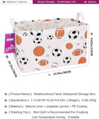 Rectangular Storage Basket Fabric Organizer Bin for Toys,Books,Clothes,Gifts,Pets-Perfect for Home,Office,Nursery,Dorm,Shelf(Rec ball game)