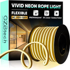 GZBtech Flexible LED Neon Rope Lights 82FT,AC 110-120V Waterproof Strip Light, 120 LEDs/M Cuttable Connectable Neon Lighting for Indoor Outdoor Home Decor/Commercial Building Use-Warm White 25M