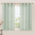 LAMIT Light Sage Linen Curtains 45 Inches Long for Bedroom, Semi Sheer Light Filtering Panels Bronze Grommet Neutral Drapes for Kitchen/Window/Bedroom, 2 Panels Set, 52 x 45 Inch