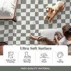 jinchan 3x5 Checkered Area Rugs for Kids Room - Machine Washable Soft Rug Modern Geometric Lattice Non-Slip Carpet for Nursery Playroom Bedroom Entryway Living Room Dining Room Home Office Grey