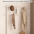 Coat Rack with Shoe Storage, Wooden Hall Tree with Bench, 11 Hooks and 2-Tier Storage Shelves, 3-in-1, Entryway Bench with Coat Rack (39.3"-Deep White)
