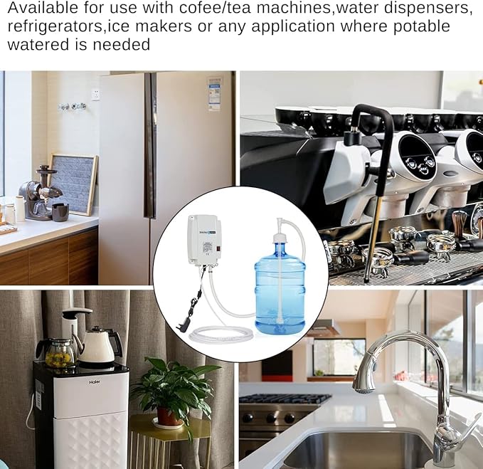 Bottled Water Dispenser Pump System with Single Inlet, 110V 60PSI Drinking Water Electric Water Pump,Compatible with Coffee/Tea Maker, Water Dispenser,Ice Maker,Refrigerator