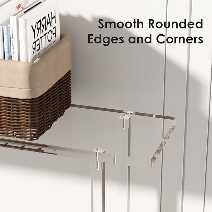 Sleek Modern 2-Tier Acrylic Console Table, 39.4" L x 7.6" W x 31.5" H - Entryway Table for Hallway, Living Room, Sofa Side, Small Spaces (Clear)