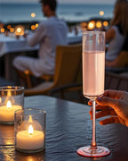Ciaell 24 Pack Pink Plastic Champagne Flutes - Pink 6 Oz Disposable Champagne Glasses - Square Plastic Toasting Glasses for Party Birthday Anniversary Wedding