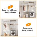 Double Row Over Washer and Dryer Storage Shelves, Laundry Room Organization and Storage, Heavy Duty Laundry Room Shelves, with Adjustable Height, 5-Tier