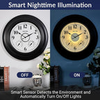 Andy Star 21 Inch Large Illuminated Outdoor Wall Clock Waterproof with Thermometer and Hygrometer, Oversized Battery Wall Clock for Patio Pool, Oil Rubbed Bronze Silent Non Ticking Clock for Garden