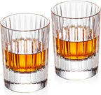 KAMMAK Crystal Whiskey Glasses Set of 2, Handcrafted 3.38oz Liquor Glasses, Luxury Old Fashioned Glasses Stemless, Hand Blown Scotch Cup for Women, Men Barware Gift for Cocktail, Bourbon