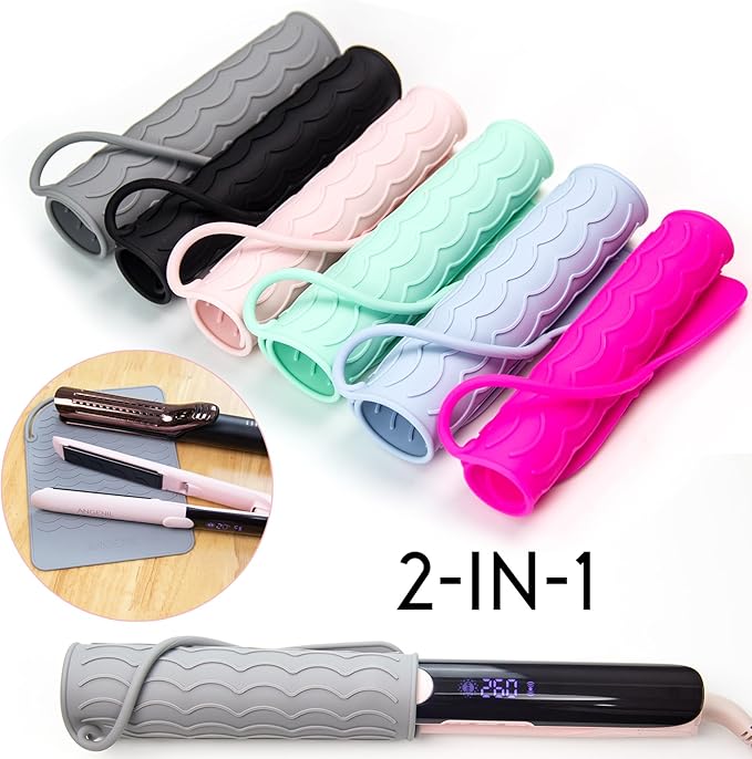 ANGENIL Flat Iron Silicone Mat and Travel Case for Hair Tools - Heat Resistant Mat, Straightener Pad, and Curling Iron Sleeve (9" x 6.5")